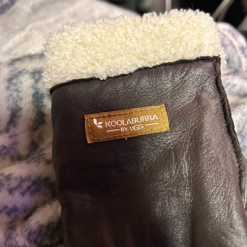 Koolaburra by Ugg Brown Leather Gloves Faux Fur Size Small - Picture 5 of 6